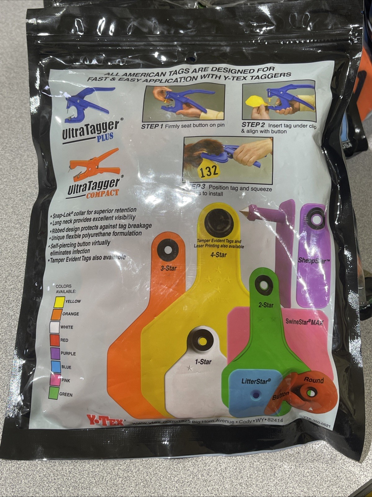 Y-Tex 4 Star Large Cattle Tags 25 Pack, 2 Piece Ear Tag System, Orange, 151-175