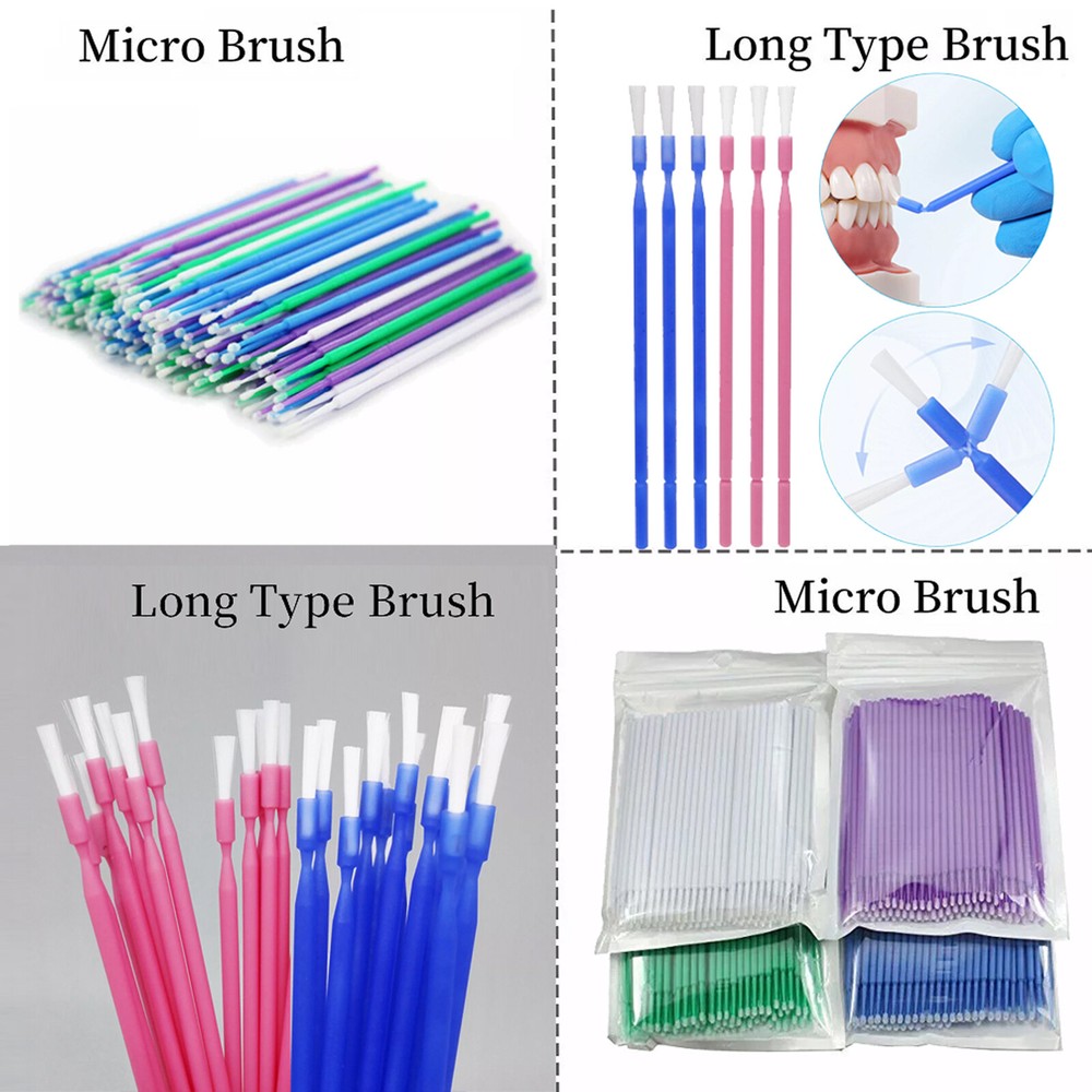 100Pcs Dental Disposable Bendable Micro Brush Applicator/Long Type/Taper Brush