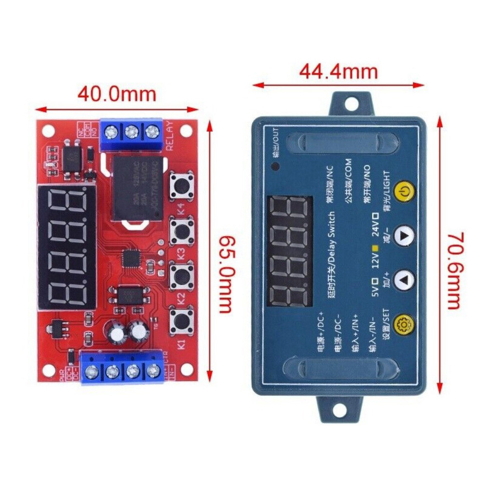 2X DC12V 10A Adjustable Time Delay Relay Module LED Digital Timer Switch & Case