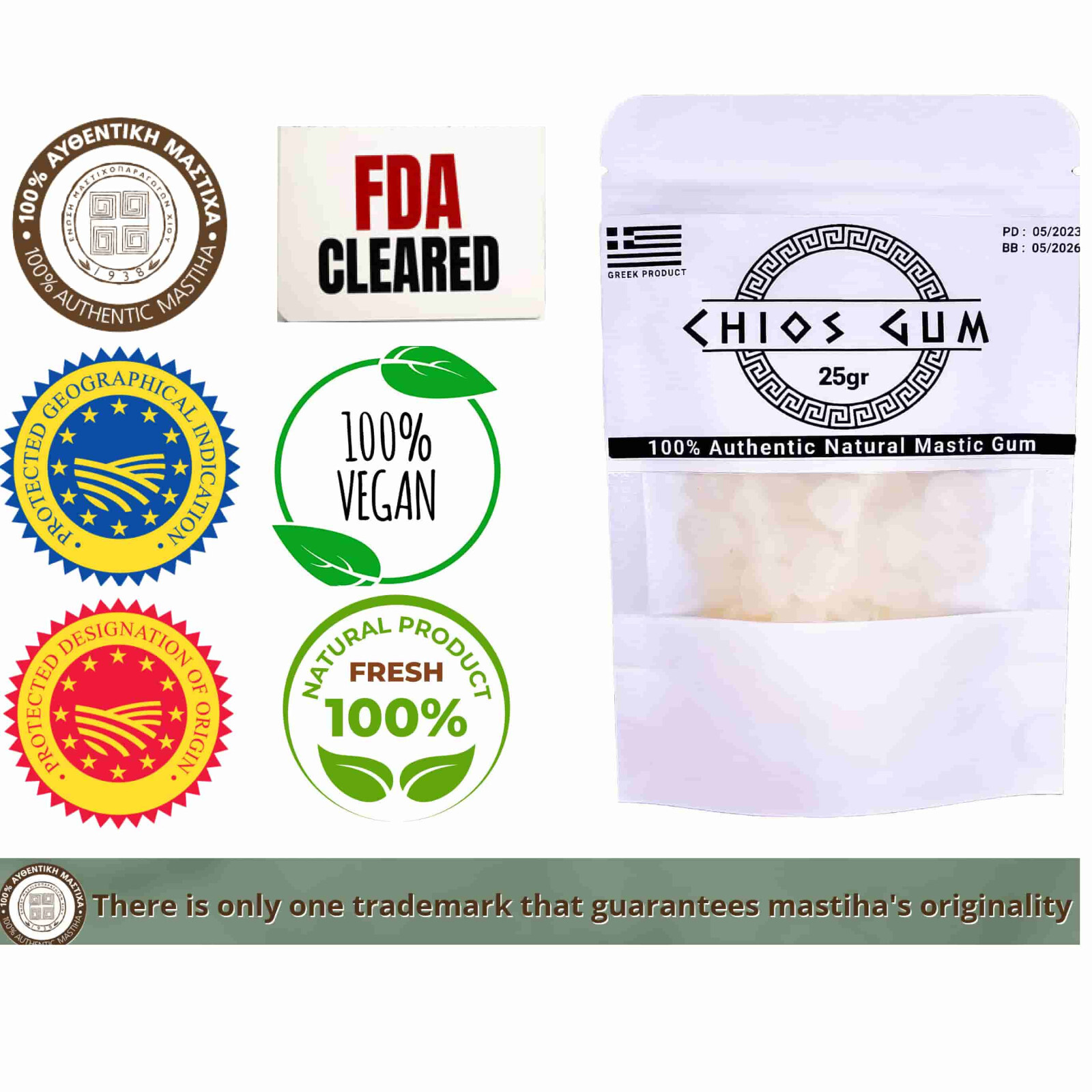 TOP GRADE Organic MASTIC GUM 25Gr (0.88Oz) Greek Chios Mastica Masticha Mastixa