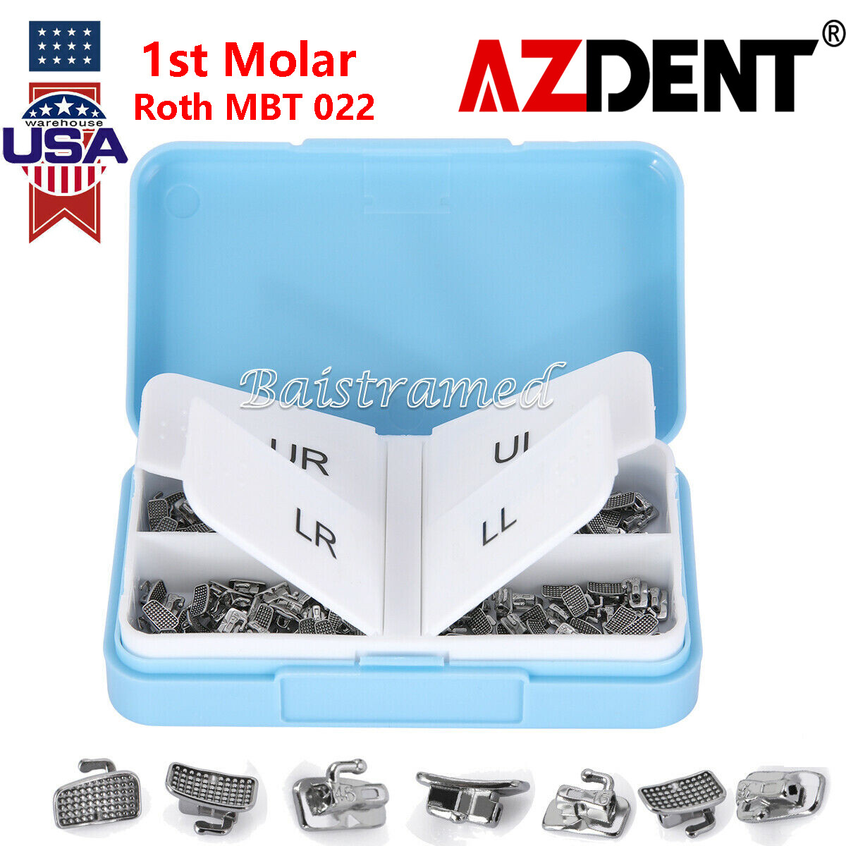 Tubos bucales de ortodoncia dental 1er molar Bondable Roth MBT 022 monobloque