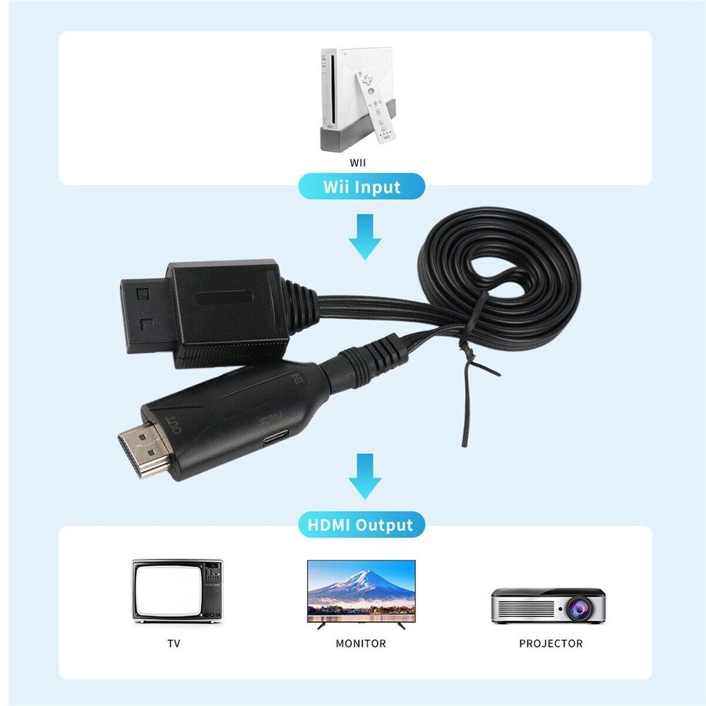 NEW USB Cable Wire Durable Replacement For WII to HDMI Converter Adapter