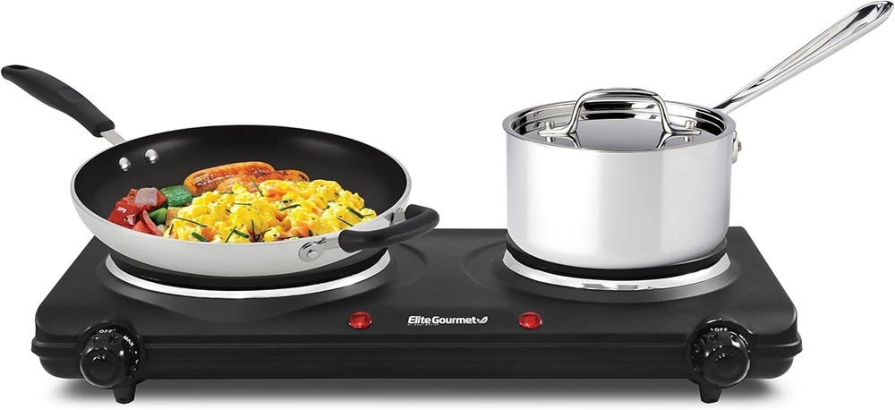 Dual Heating 1500 Watts Cast Iron Hot Plate - Adjustable Temperature Controls