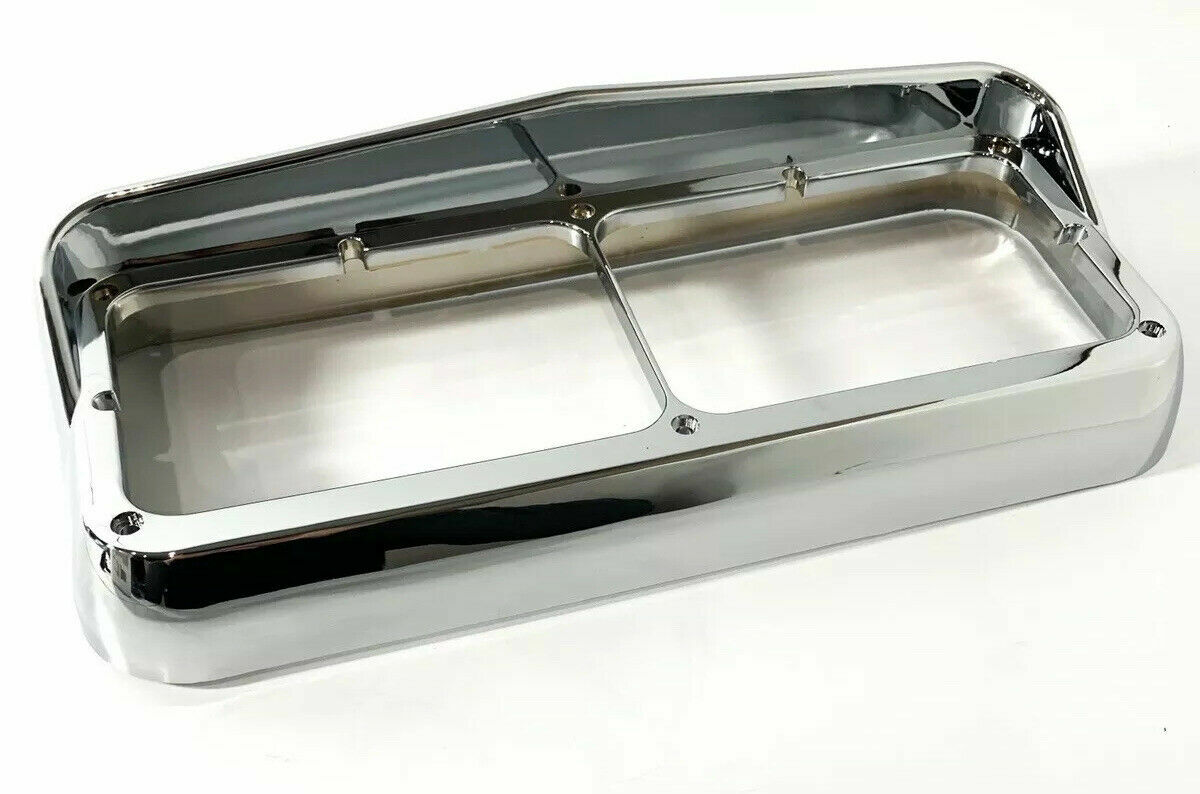 Pair Chrome Plastic Headlight Bezels w/ Visor For Dual Rectangle 4x6 Headlamp