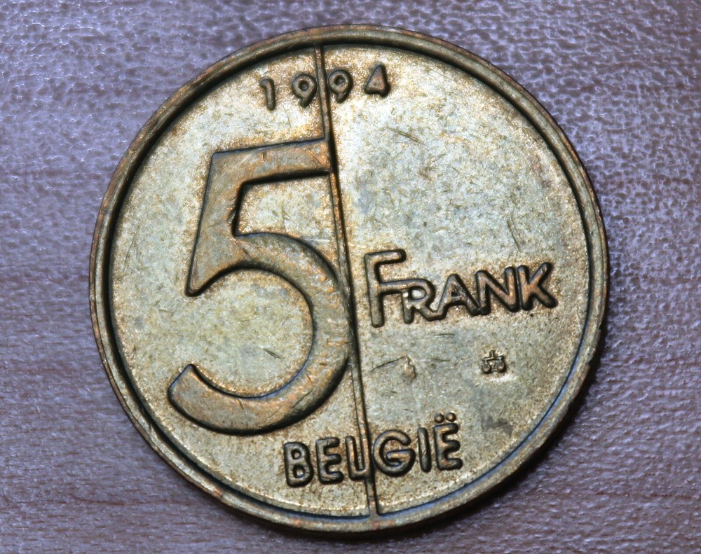 1994 Belgium 5 Francs Dutch text