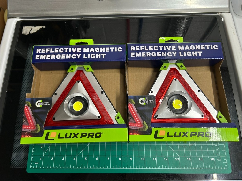 2-pack Luxpro Triangle Reflective Magnetic Emergency Light Waterproof Flashlight