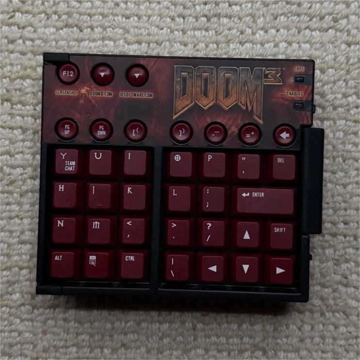 id Software DOOM 3 Custom Gaming Keyboard Red Black Plastic Video Game Accessory