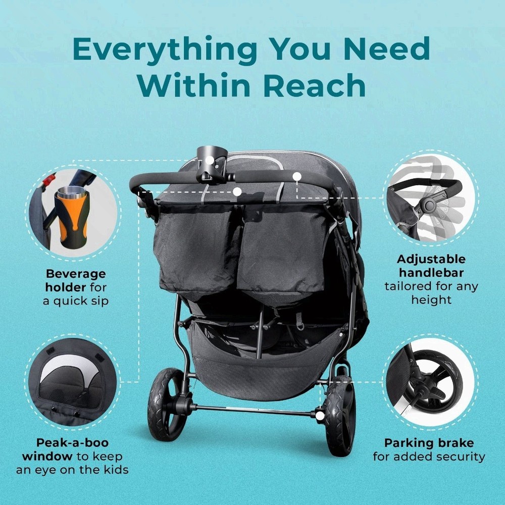 Gaggle Roadster Duo Side-by-Side Double Stroller, Lightweight & Compact