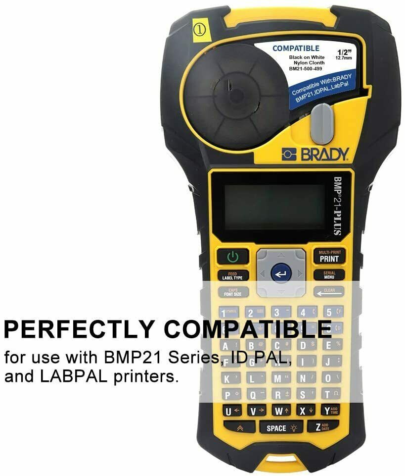 10 Compatible Brady BMP21-PLUS M21-500-499 Nylon Cloth Label Tape Cartridge 1/2"