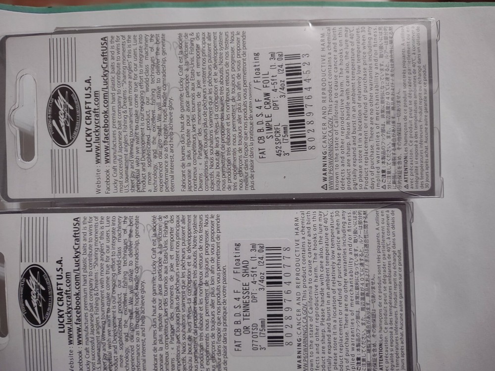 Lucky Craft Crankbaits Nib 4 Total Nice Baits