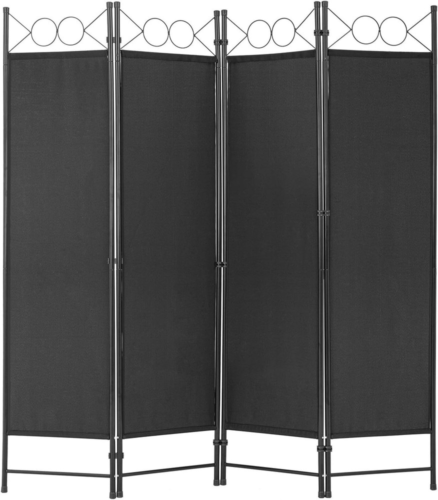 4 Panel Room Divider 6.8FT Steel Frame Screen Folding Privacy Divider