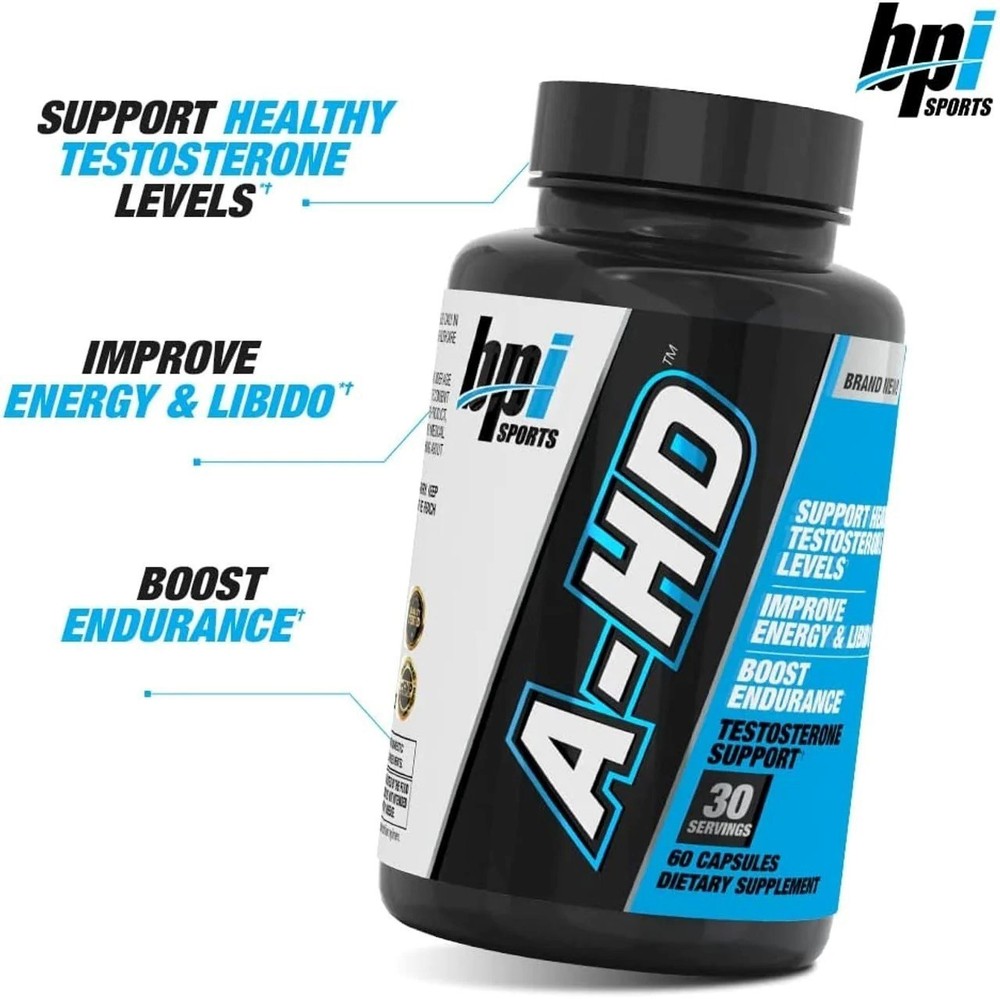 BPI Sports A-HD Elite + Solid + A-HD 30 Caps each Boost Testosterone Support