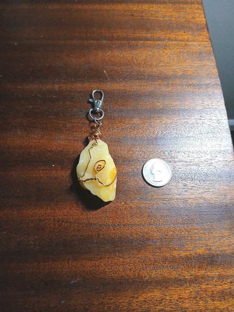 Copper wire wrapped Orange Calcite