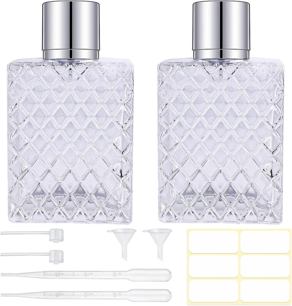 100ml/3.4oz Glass Perfume Atomizer Bottles, 2pcs Refillable Empty Perfume Bottle