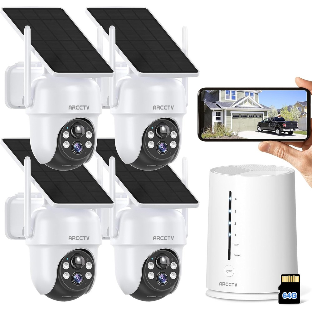 ARCCTV Wireless Solar Powered Security Camera System Outdoor 3MP WIFI PTZ Camera