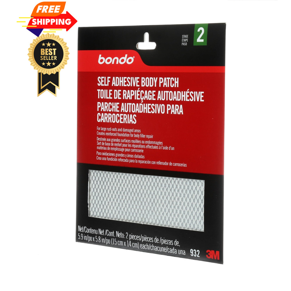 Bondo Self-Adhesive Body Patch, For Large Rust-Outs and Pack, Metallic