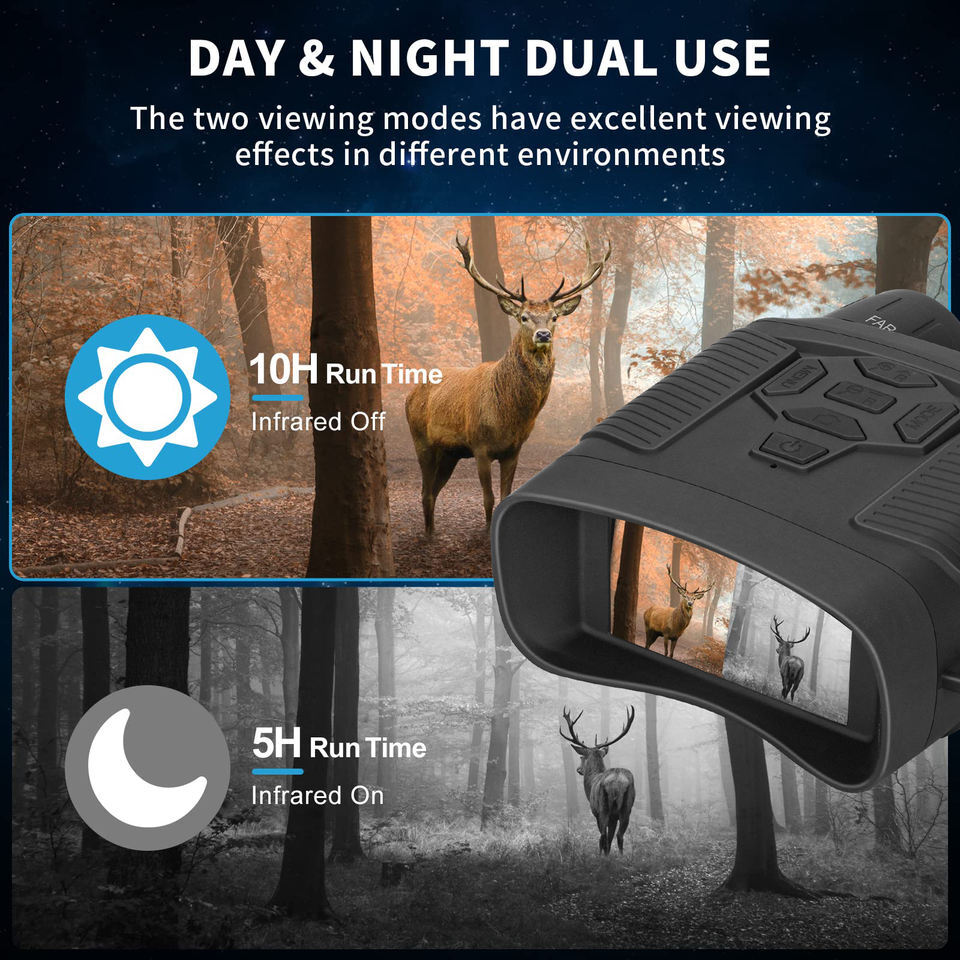 36MP 4K Digital Night Vision Goggles Binoculars For Total Darkness Surveillance