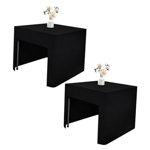 Pack Open Back Fitted Tablecloth Square 34x34 Inch, 34" x 34" (Square) 2 Black