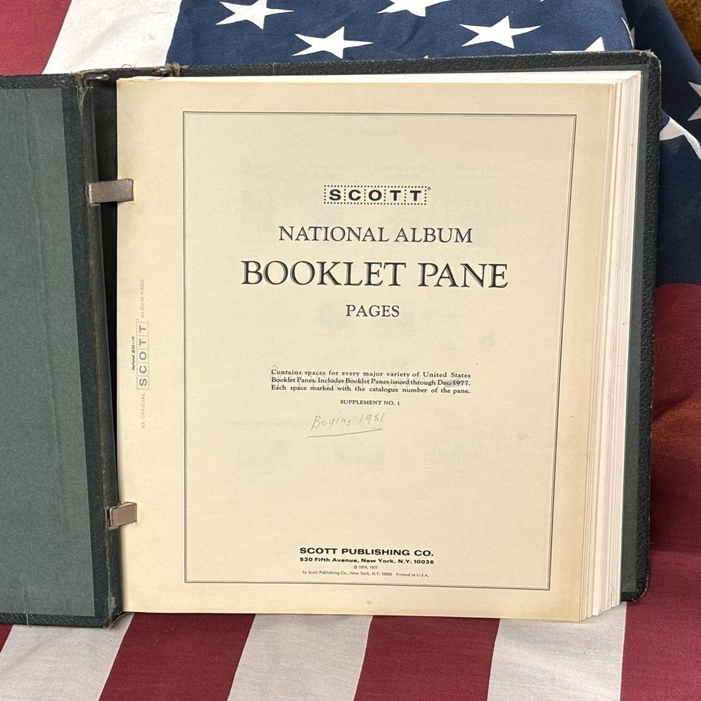 SCOTT NATIONAL ALBUM vtg booklet pane 1964 unused pages US stamps Supplement 1