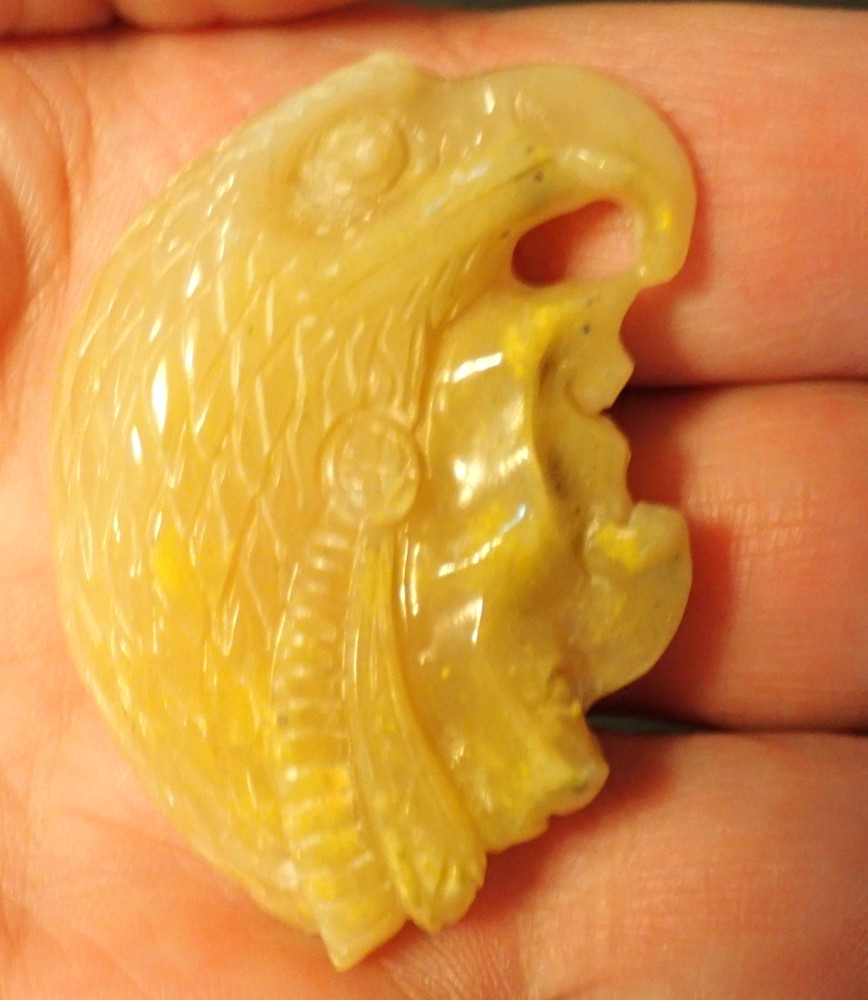Yellow Jasper Indian Head with Eagle Pendant