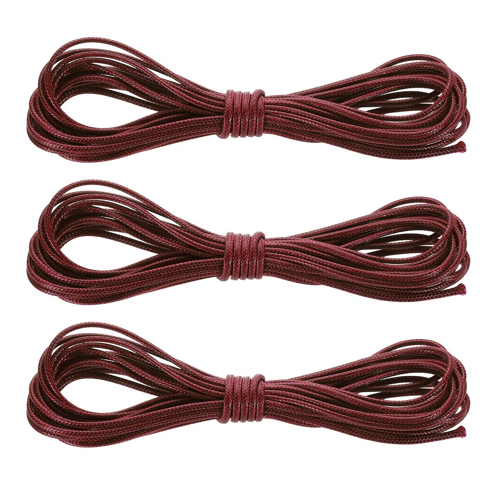 3pcs, Waxed Polyester Cord 5.5 Yard 2mm Wax Bead Thread String Date Red