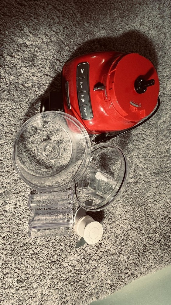 KitchenAid 4 Cup Food Processor Red Motor Base Bowl Lid Blade Pusher