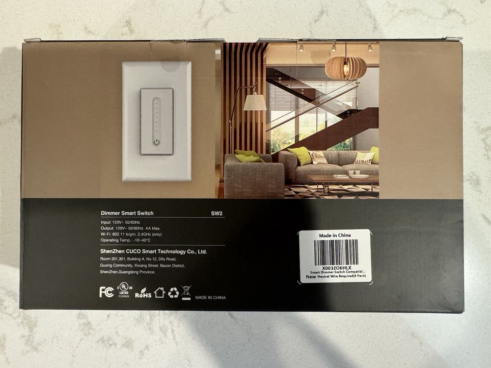 Dimmer Smart Switch SW2 4 Pack Compatible with Alexa & Google