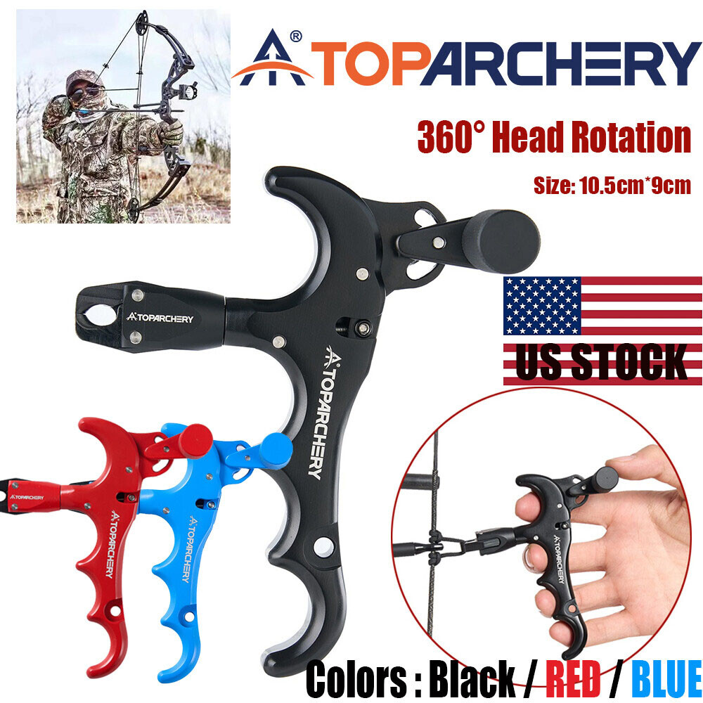 Archery Adjustable Rotate 360° Thumb Compound Bow Release Aid 4-Finger Release