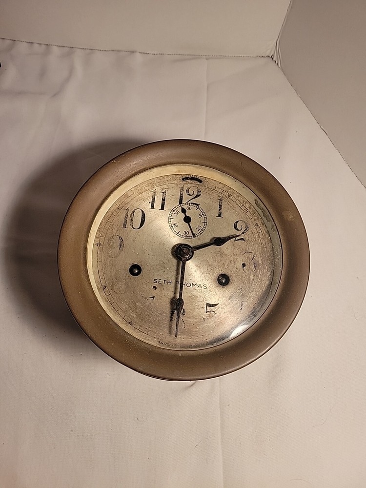 Seth Thomas Antique Ships Bell Clock Brass
