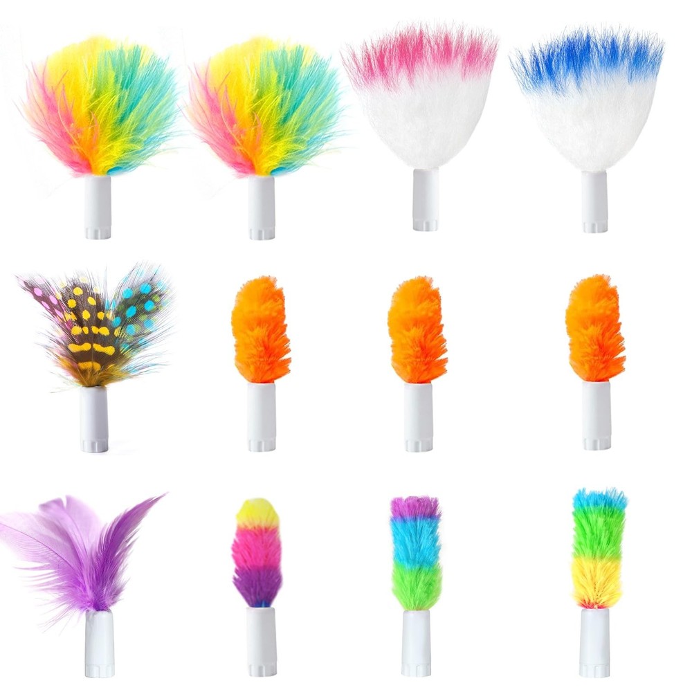 12 PCS Interchangeable Attachments Cat Feather Toys Replaceable Accessories