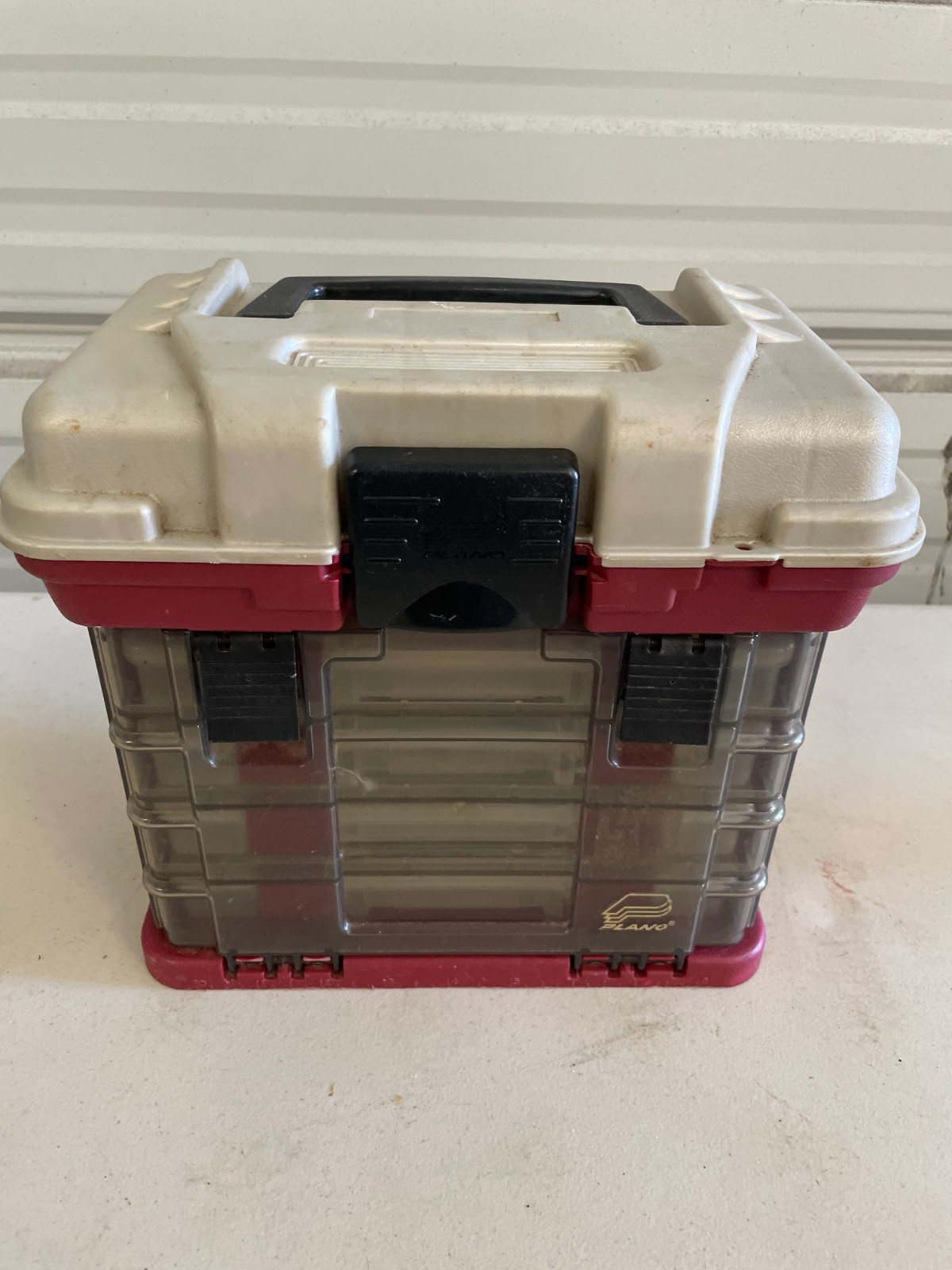 Plano Fishing Tackle Box Including Lot of Lures Hooks Weights Worms