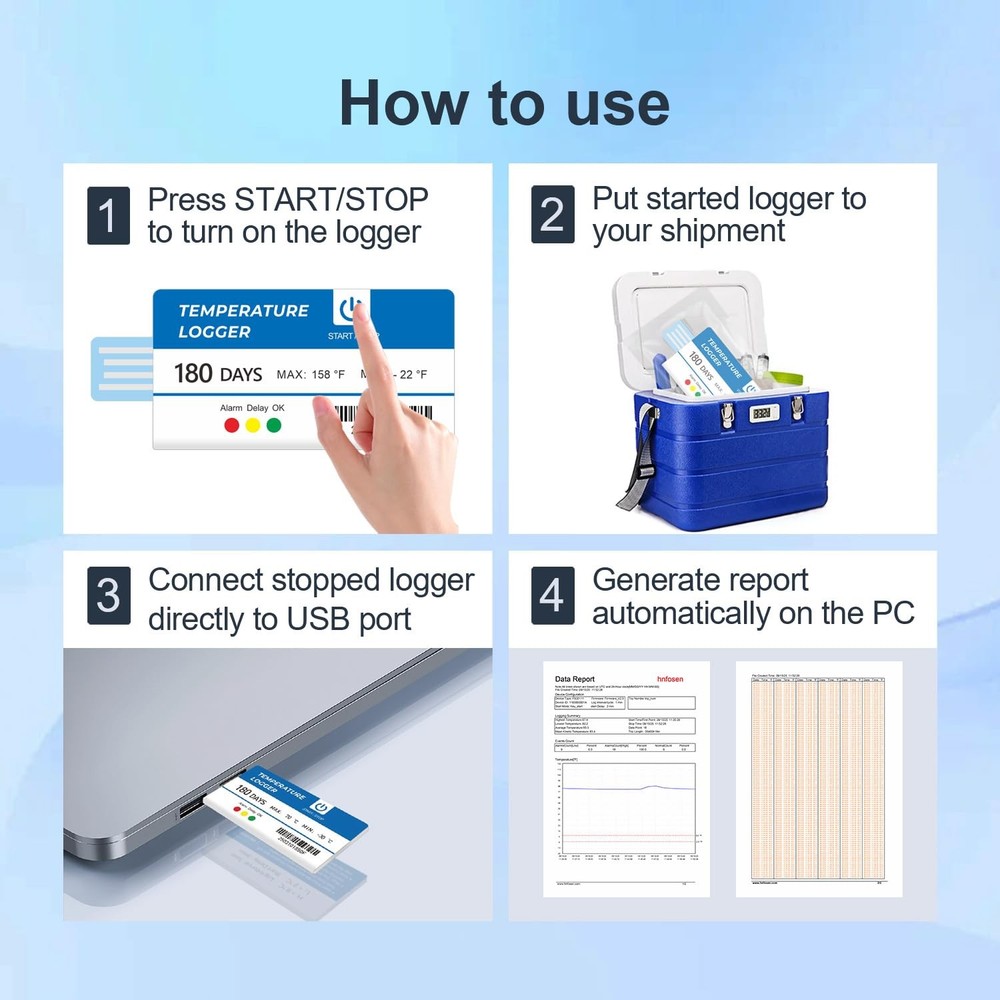 Temperature Data Logger USB 5 Pack Disposable Logger, 129600 5pack