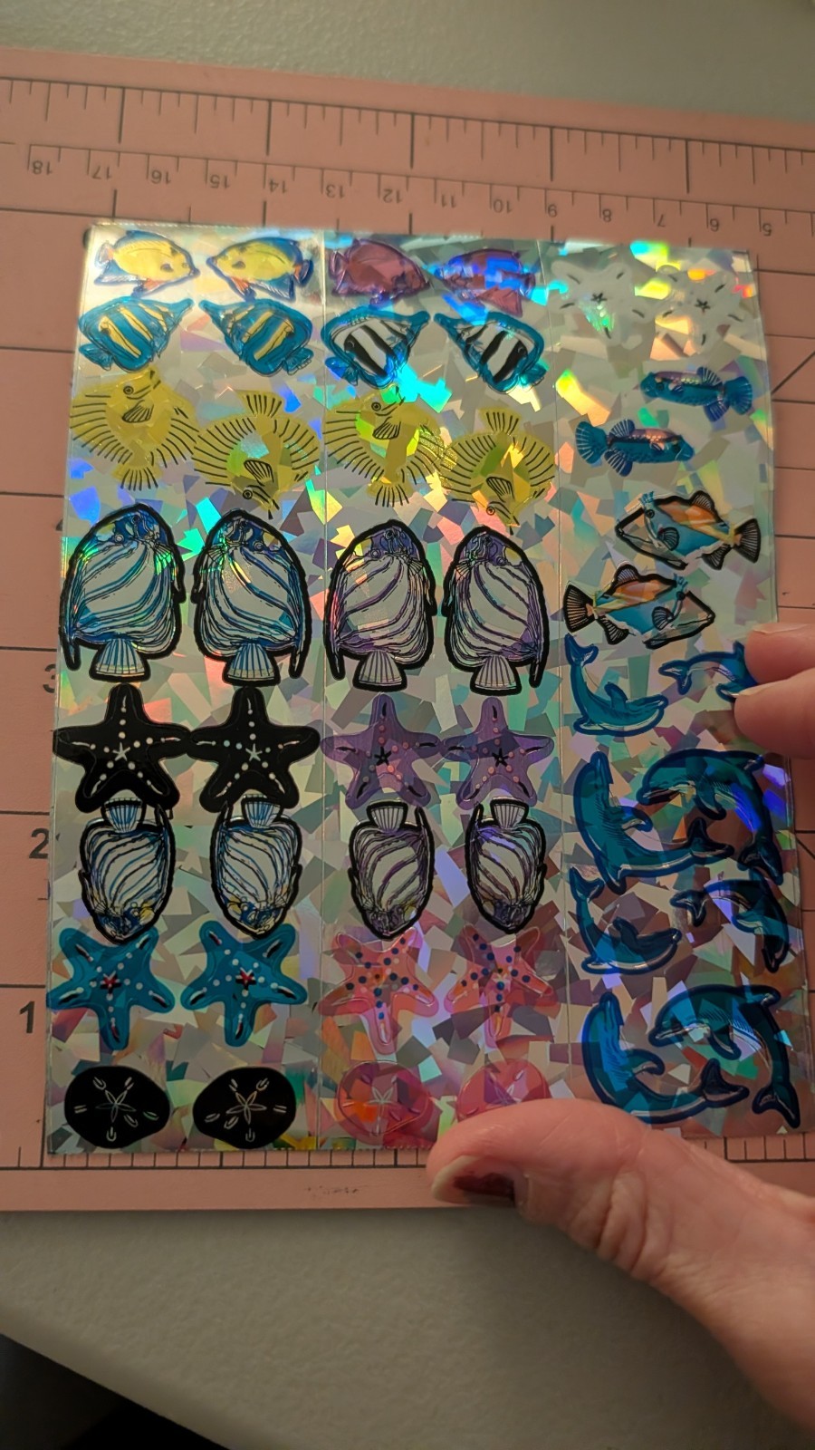 Vintage Stickers Early Sandylion ?? Prism Dolphins Fish Starfish Large Sheet