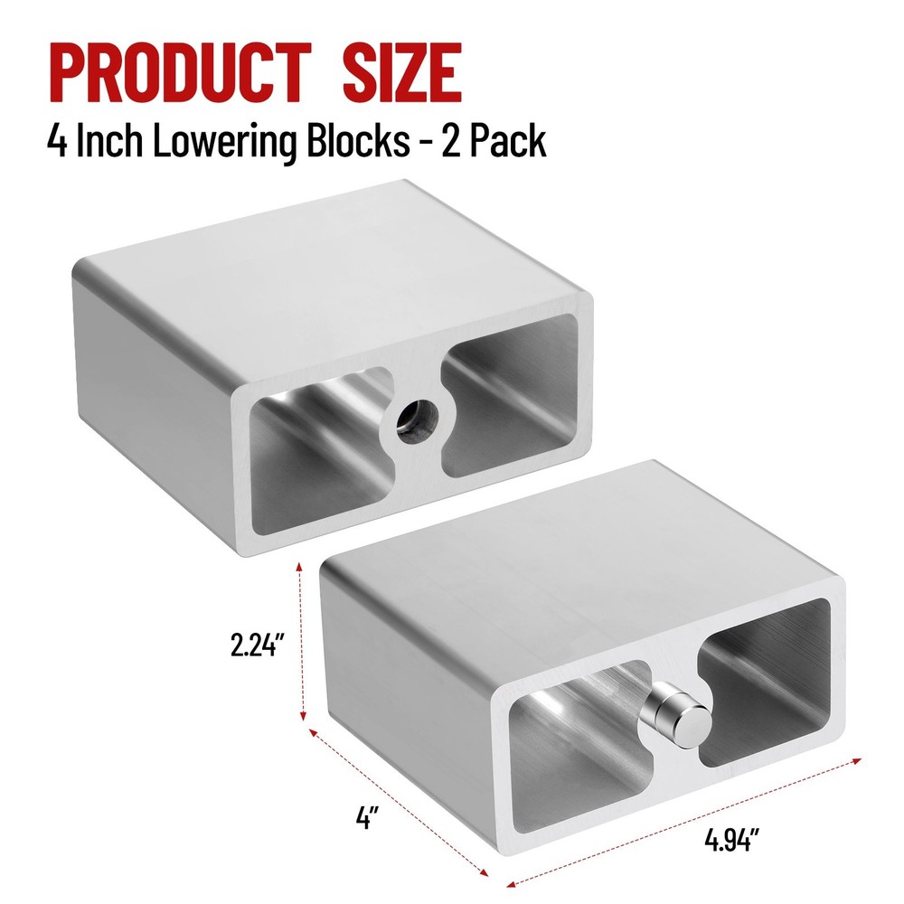 4" Inch Universal Leaf Spring Lowering Block Kit for Ride Height Adjustment 2pc