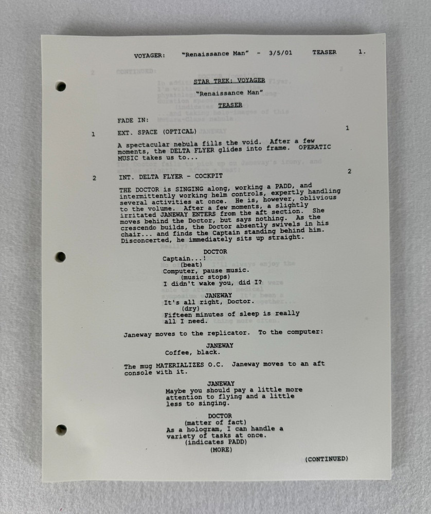 Star Trek Voyager “Renaissance Man” Final Draft Studio Script 03/05/2001