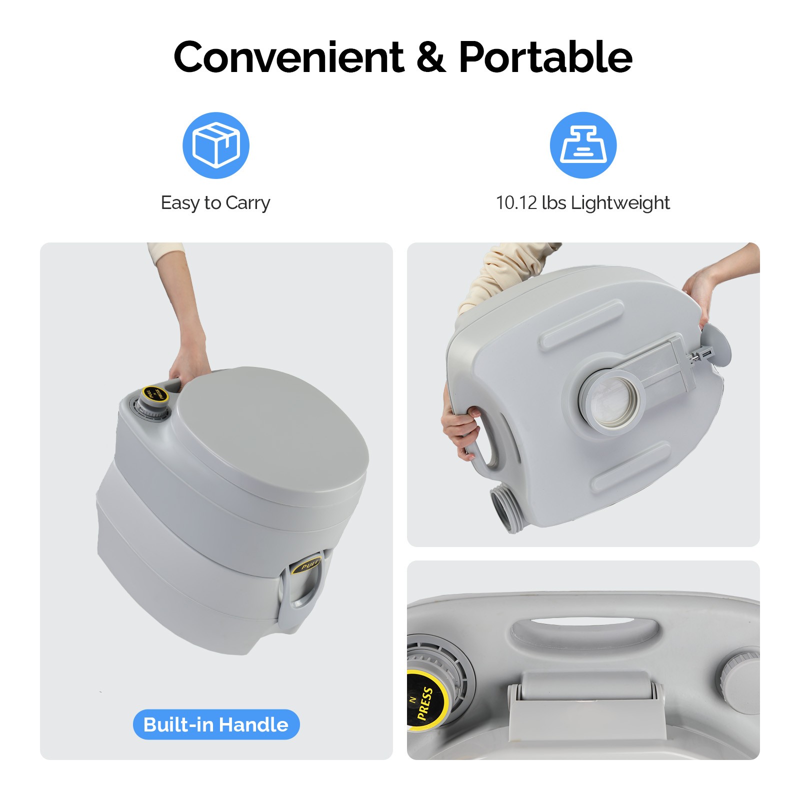 20L Camping Portable Detachable Toilet Removable for In/Outdoor Potty Commode