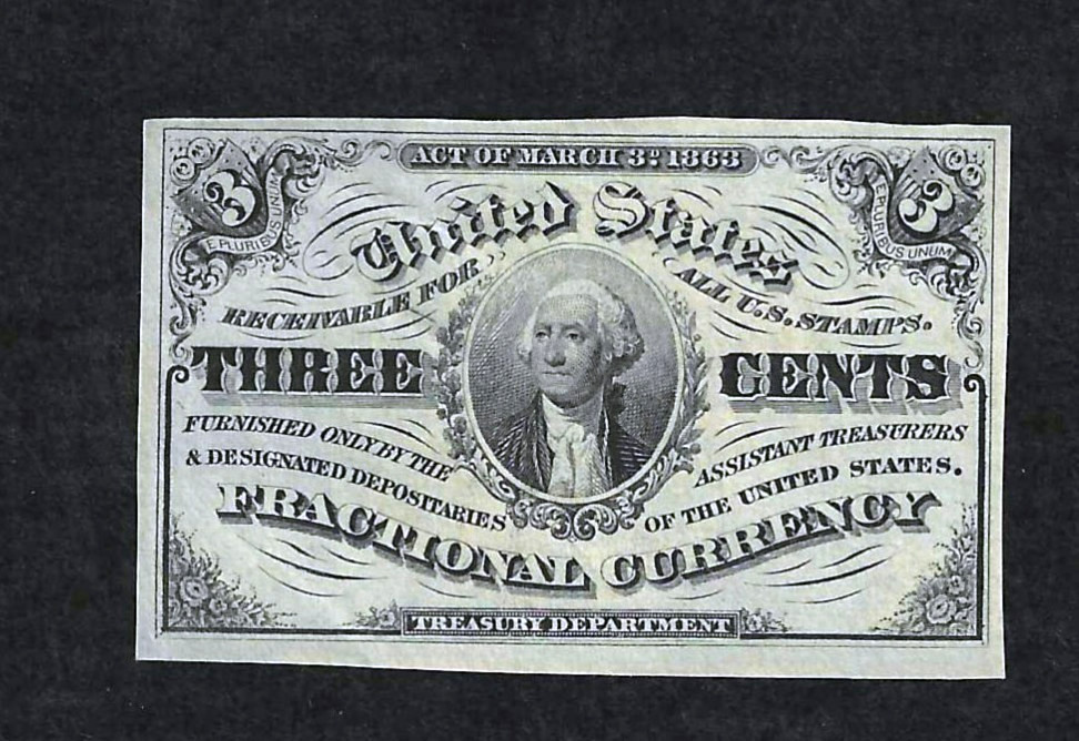 FRACTIONAL CURRENCY 3 CENTS ~ FR 1226 ~ BRIGHT CRISP NOTE ~ CHOICE UNCIRCULATED