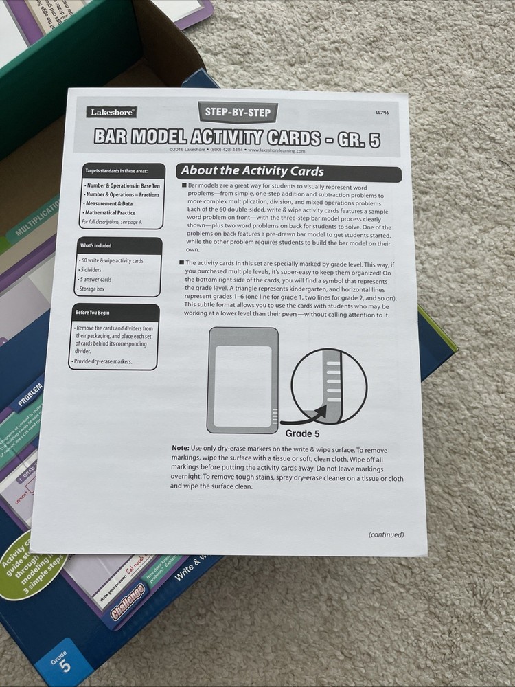 Lakeshore Bar Model Activity Cards Learning Step-By-Step Unused