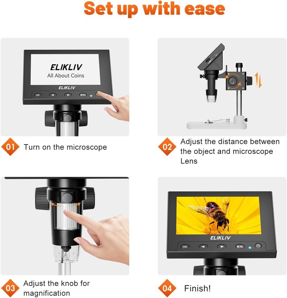 Coin Magnifier with 8 LED Lights, PC View Compatible
