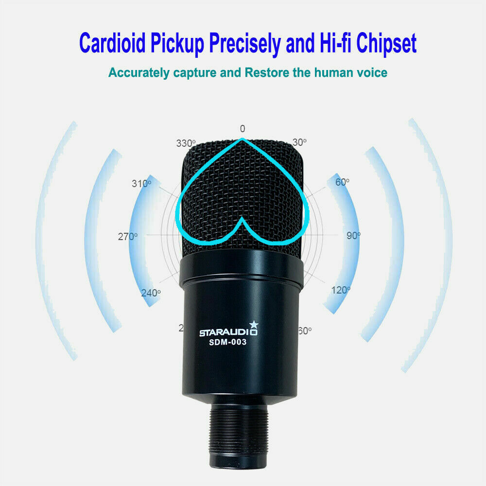 USB Recording Microphone Kit Complete Condenser Mic For PC Chat Meeting Pro Mic