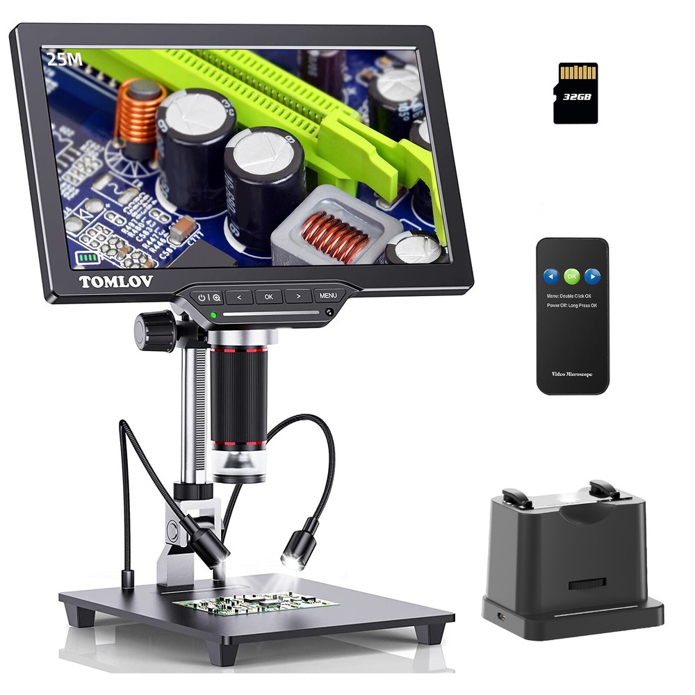 TOMLOV DM202 Max Digital Microscope 1500x HDMI Soldering Microscope 10.1"Screen