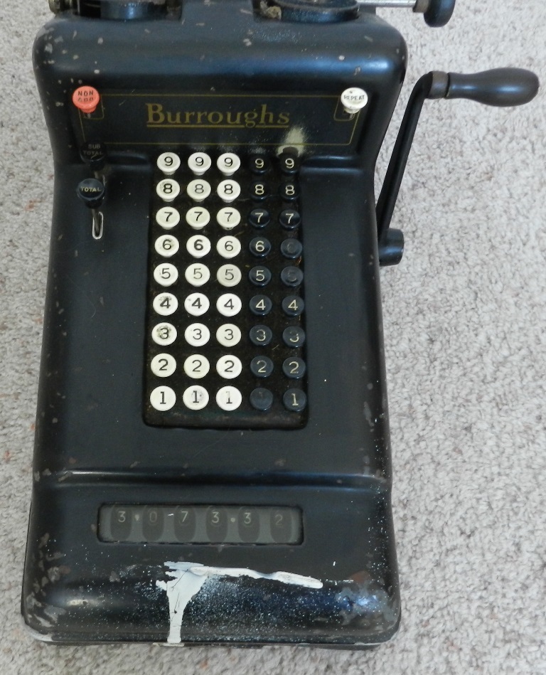 Vintage Burroughs mechanical used adding machine Class-3 number 3-862299