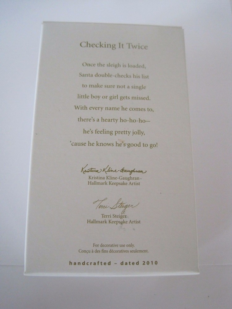 Hallmark Keepsake Ornament Checking It Twice 2010