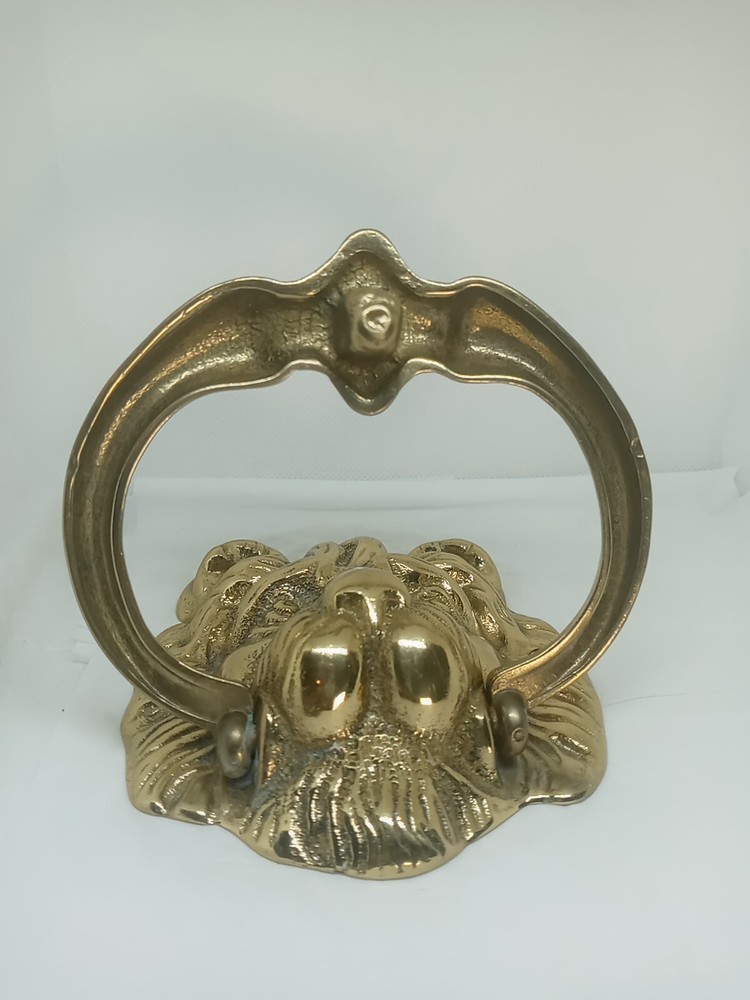 Vtg. Brass Cast Lion Head Door Knocker. Solid. Heavy.