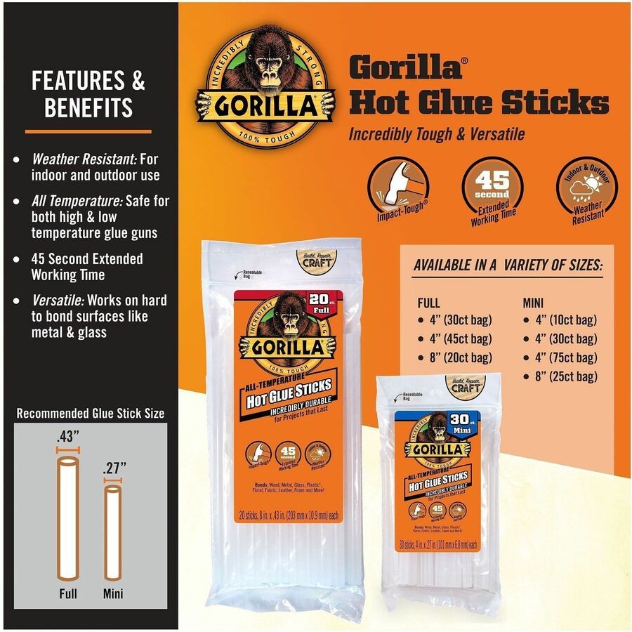 Gorilla Hot Glue Sticks (3034502)