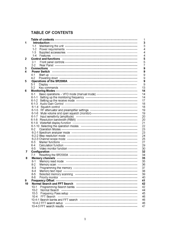 AOR SR2000A Operating Manual: 67 Pages, Coil Bound, Protective Covers