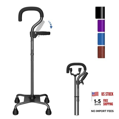 Canes for Women/Men with Second Handle, Foldable & Adjustable Walking black