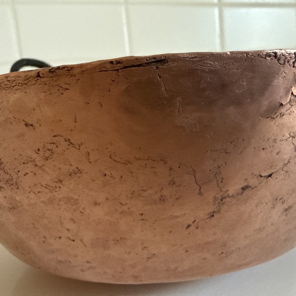 Rustic Hand Crafted Hammered Copper Pot with Riveted Handles 9” diameter