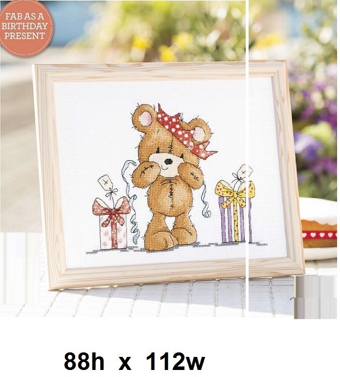 BIRTHDAY COOKIE BEAR  CROSS STITCH PATTERN  ONLY    EQ - RPY