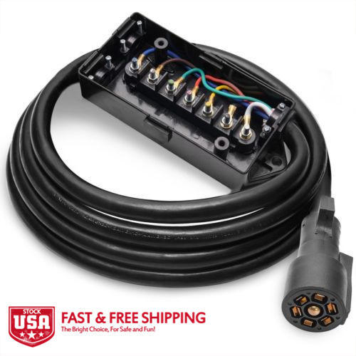 7-Way Plug Trailer Extension Cord, Inline Junction Box & Tail Light Wire Harness